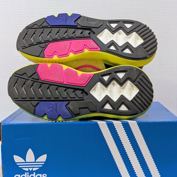 Adidas Women's ZX 5K BOOST GV7704 Wonder White/White Tint/Acid Yellow - Size 6 - Picture 5 of 9